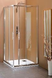 Petite cabine de douche avec porte coulissante d'angle